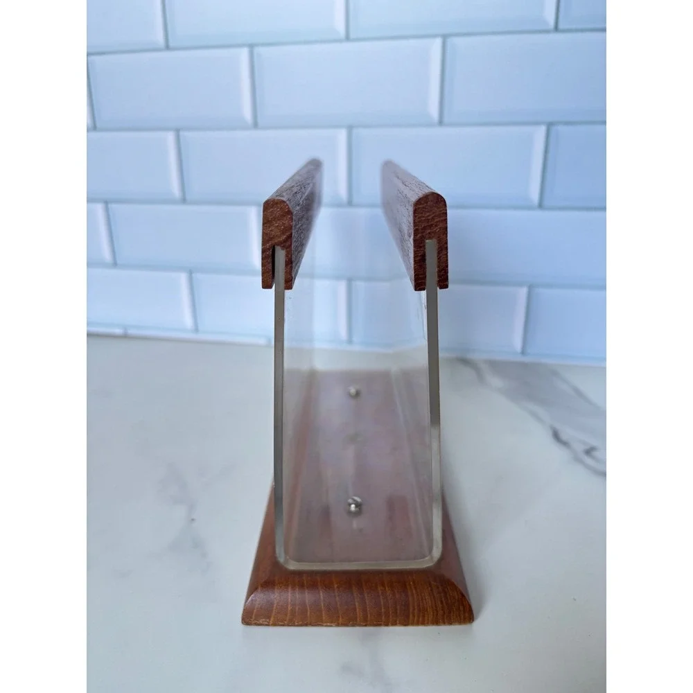 Dolphin Genuine Teakwood Lucite Napkin Holder Mid Century Modern MCM Thailand